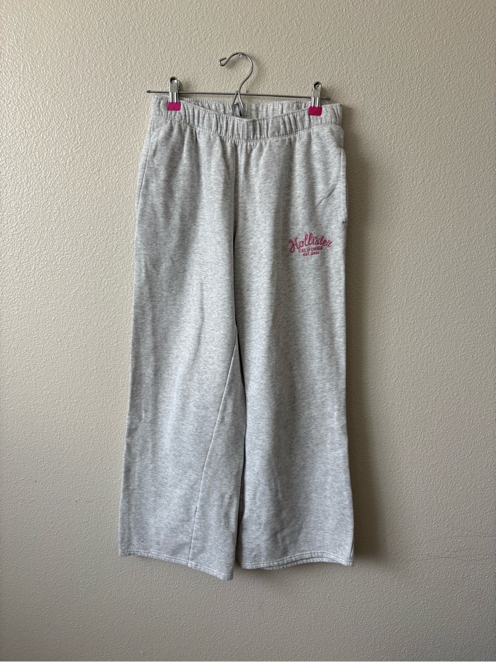 Hollister Light Gray Pajama Sweatpants with Pink Logo
